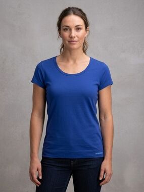 Macpac Women's Scoop Neck Tee in Royal Blue Merino Wool
